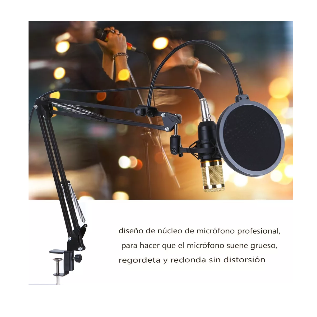 Kit Micrófono Plata De Condensador Con Tarjeta De Sonido V8