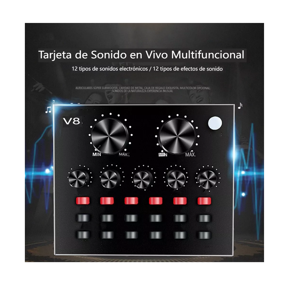 Kit Micrófono Plata De Condensador Con Tarjeta De Sonido V8