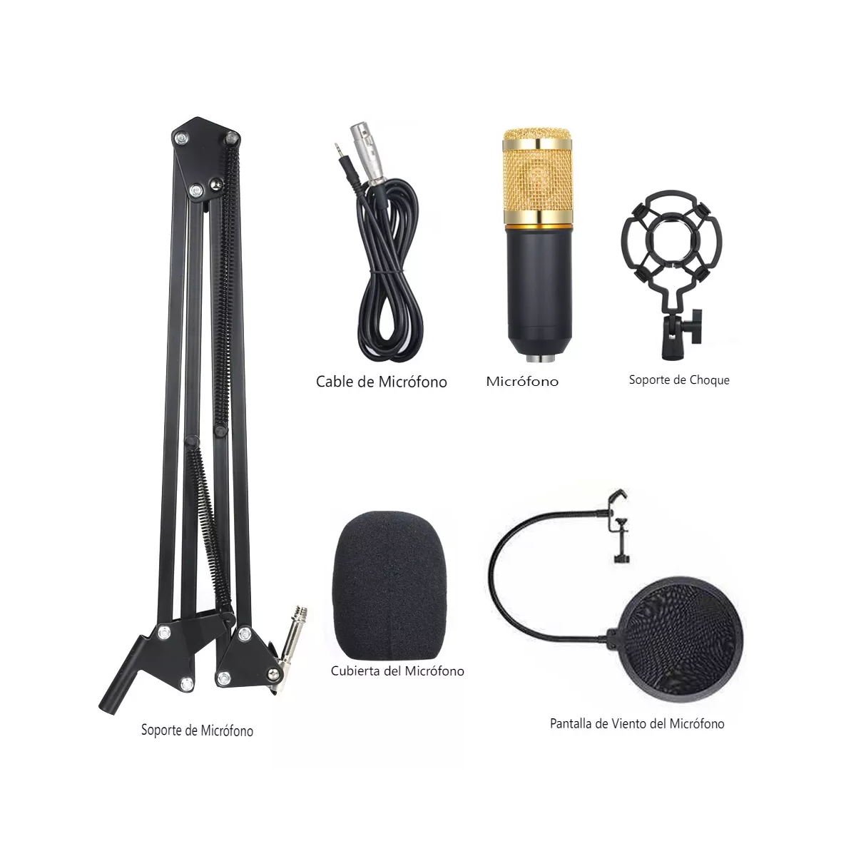 Kit Micrófono Plata De Condensador Con Tarjeta De Sonido V8