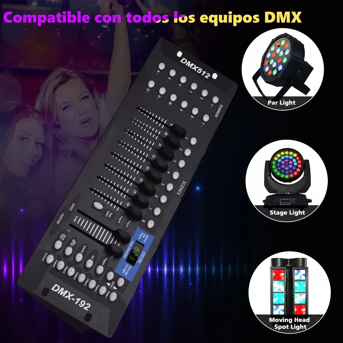 Controlador Dmx 192 Canales Luces Dj Consola 512 + Línea
