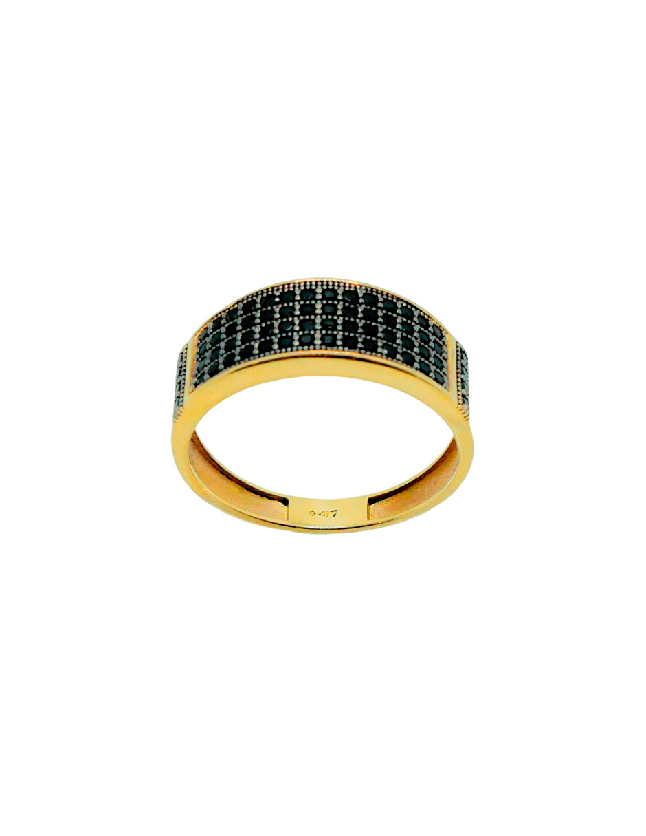ANILLO HOMBRE ORO 10K PIEDRA NEGRA Y RODIO NEGRO