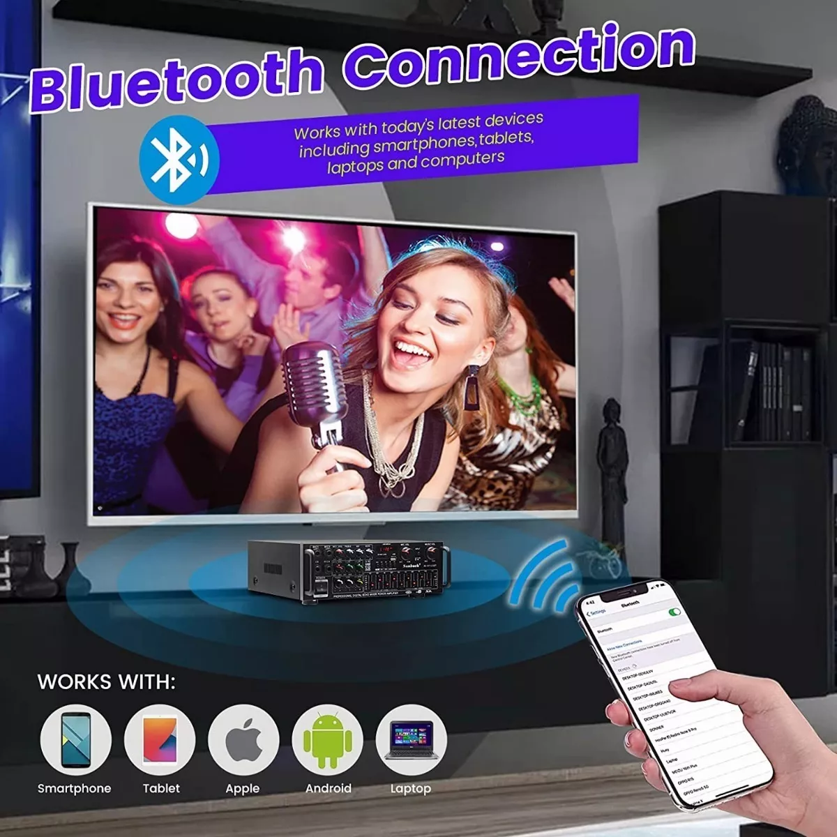 Amplificador De Audio Bluetooth 2 Canales Av-326bt