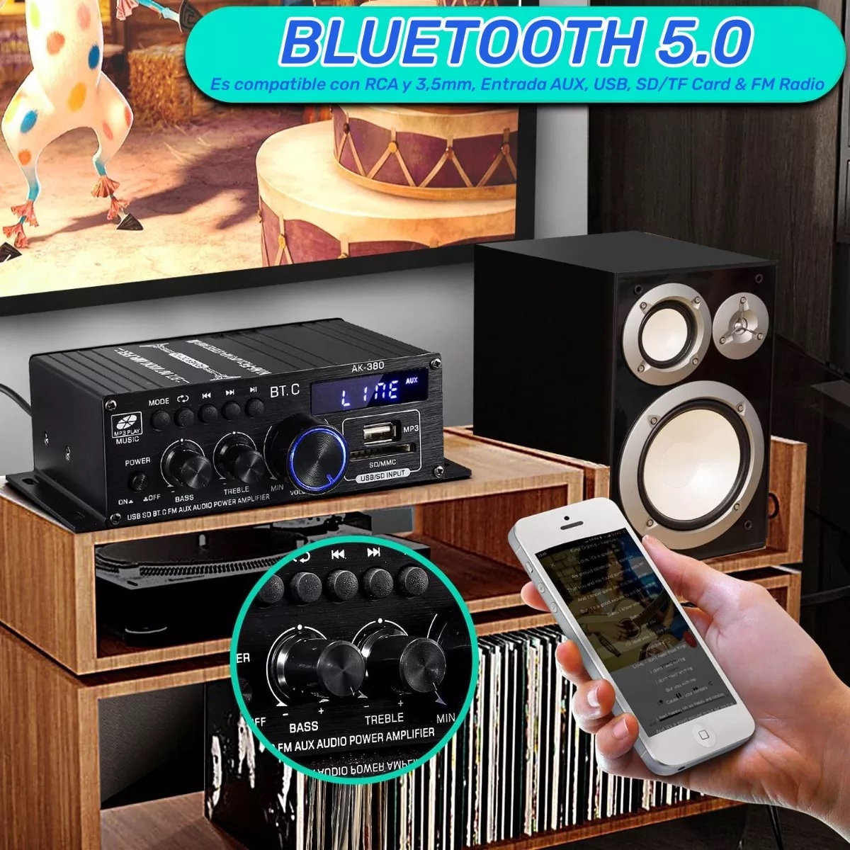 Mini Amplificador De Audio Para Auto Casa 2 De Canales 600w