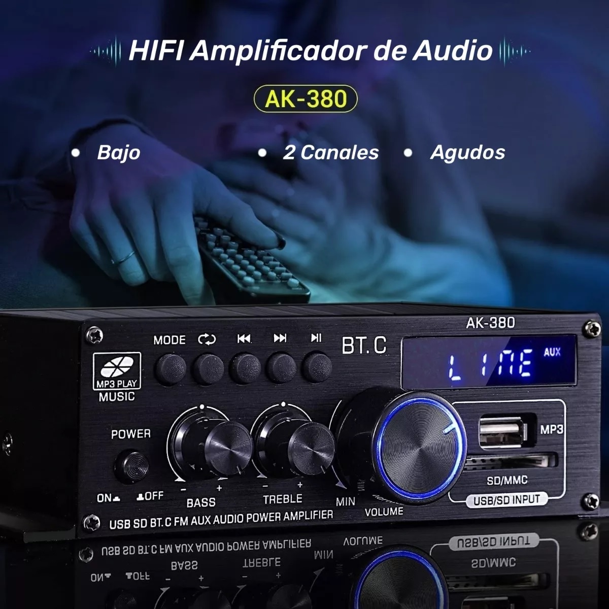 Mini Amplificador De Audio Para Auto Casa 2 De Canales 600w