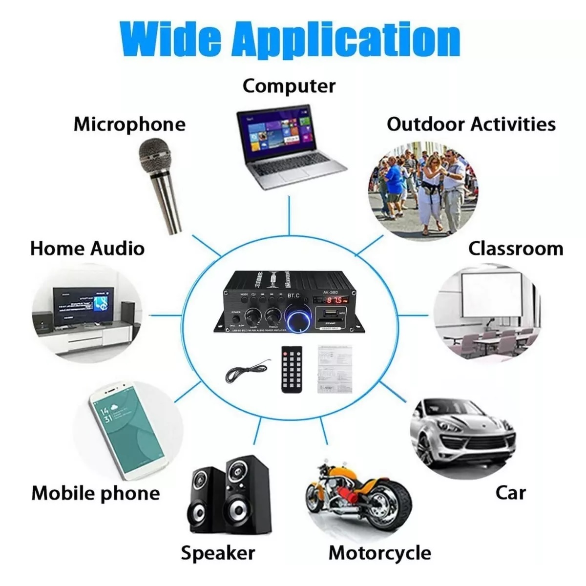 Mini Amplificador De Audio Para Auto Casa 2 De Canales 600w