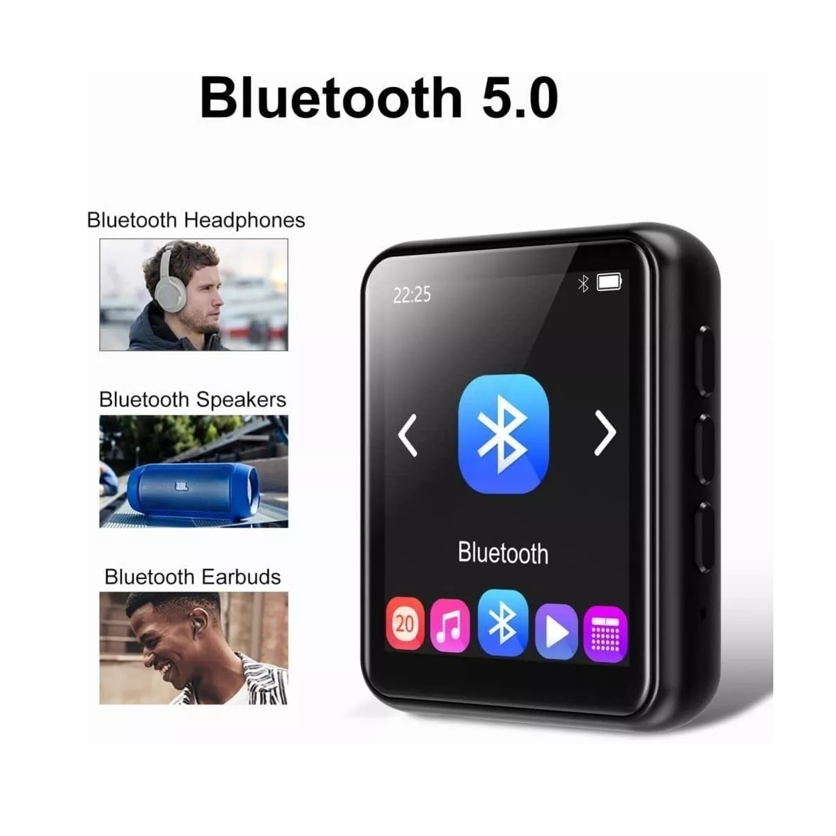 Reproductor Musica Portátil Mp3 Mp4 Bluetooth Negro