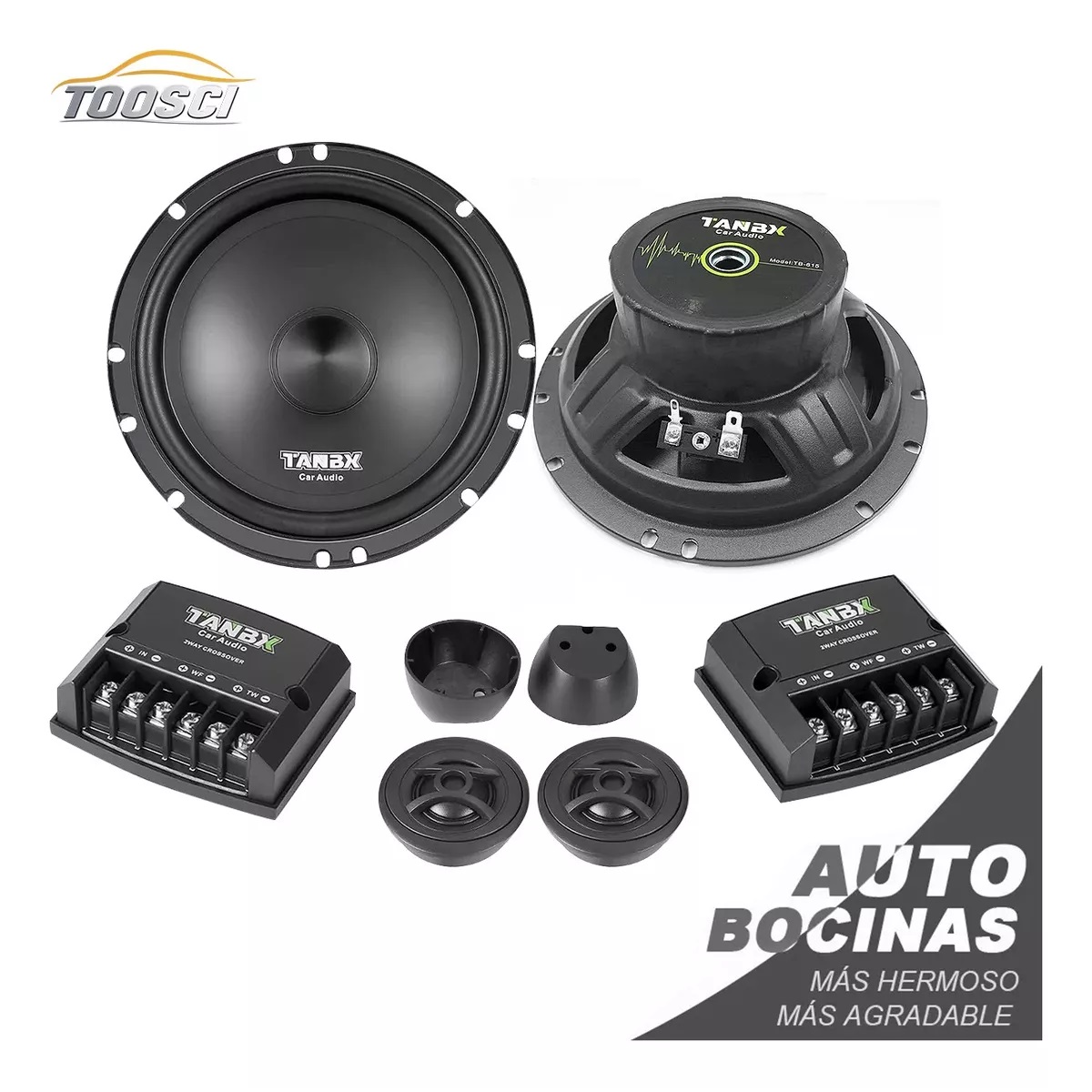 Set De Medios 6.5 Pulgadas Coaxial Bocinas Para Auto Cuerno
