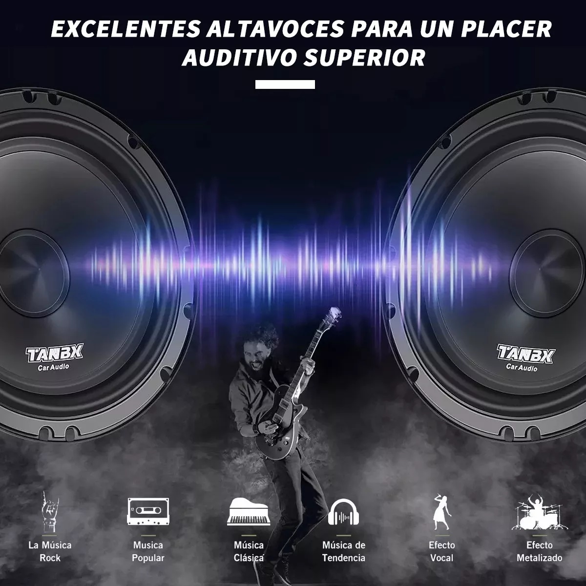 Set De Medios 6.5 Pulgadas Coaxial Bocinas Para Auto Cuerno