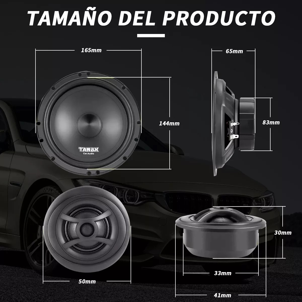 Set De Medios 6.5 Pulgadas Coaxial Bocinas Para Auto Cuerno