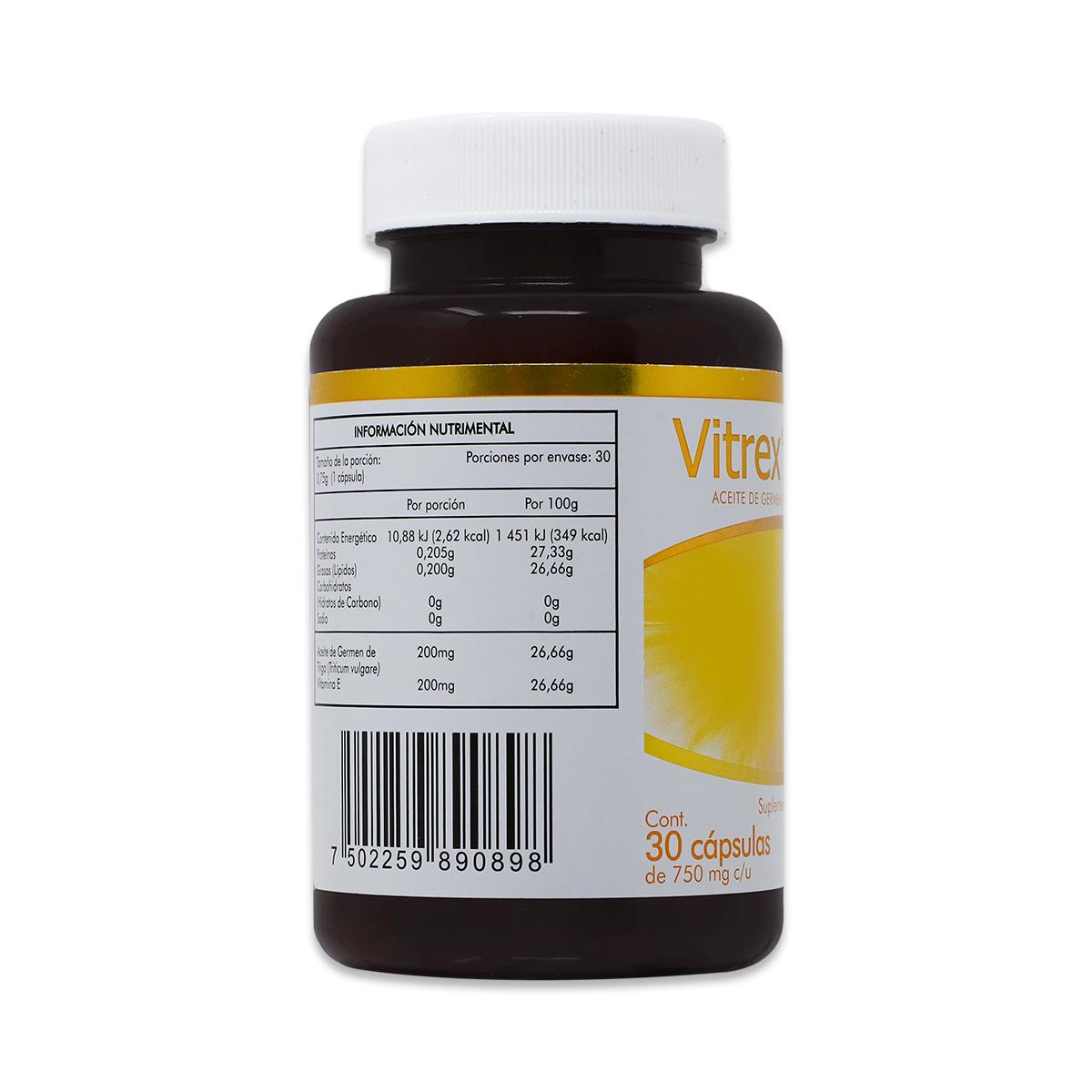 Vitrex E 400: Suplemento de Vitamina E en Cápsulas - Frasco con 30 Caps - Naturex