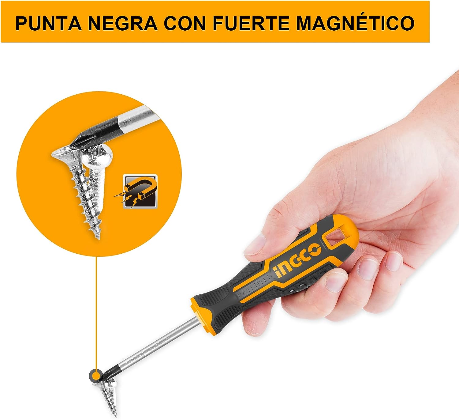 INGCO Set De 6 Destornilladores con punta Magnética Desarmadores Phillips Y Plano Acero Cr-V HKSD0628 