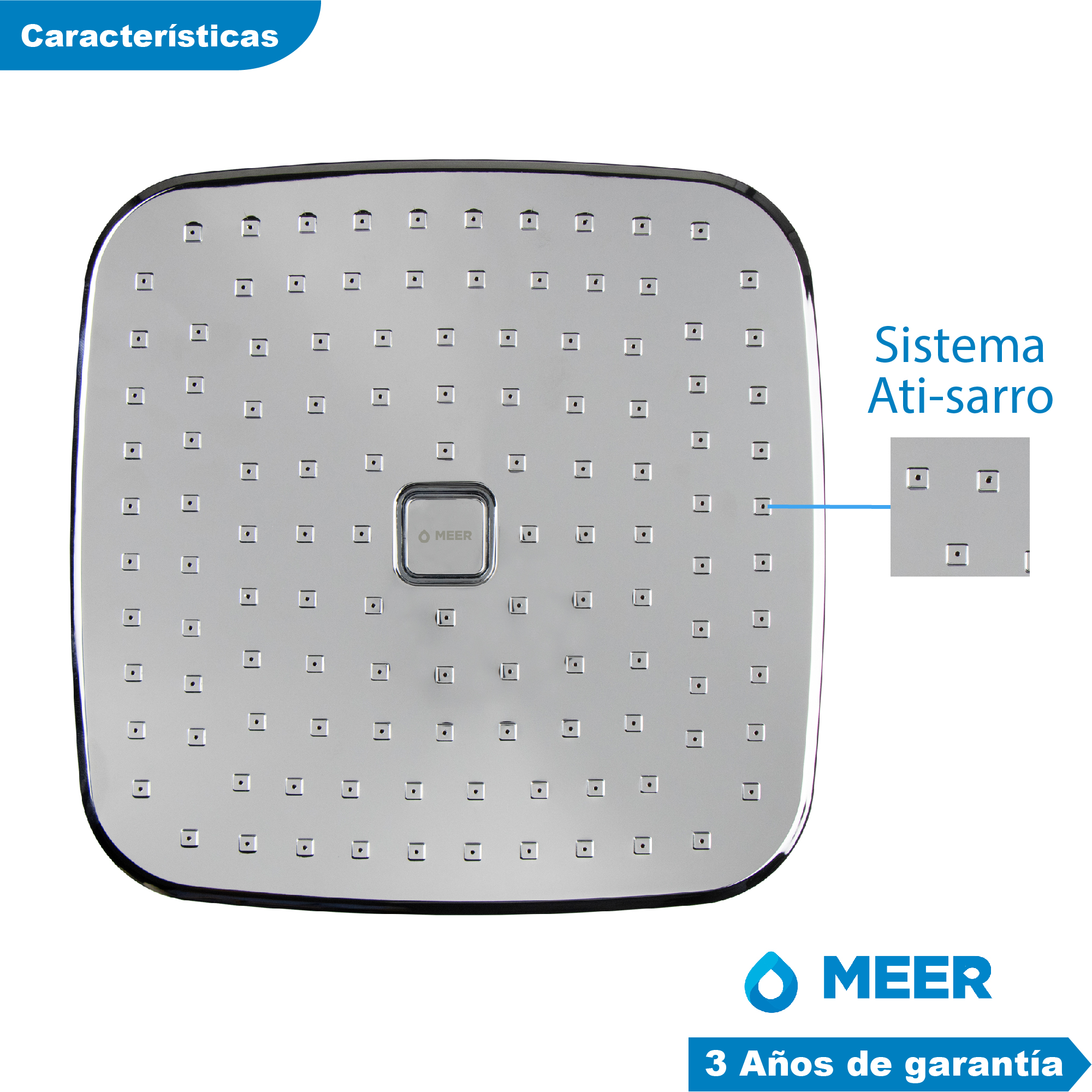 CNX Regadera de Ducha Cuadrada de ABS para Baja Presión Fácil Limpieza.