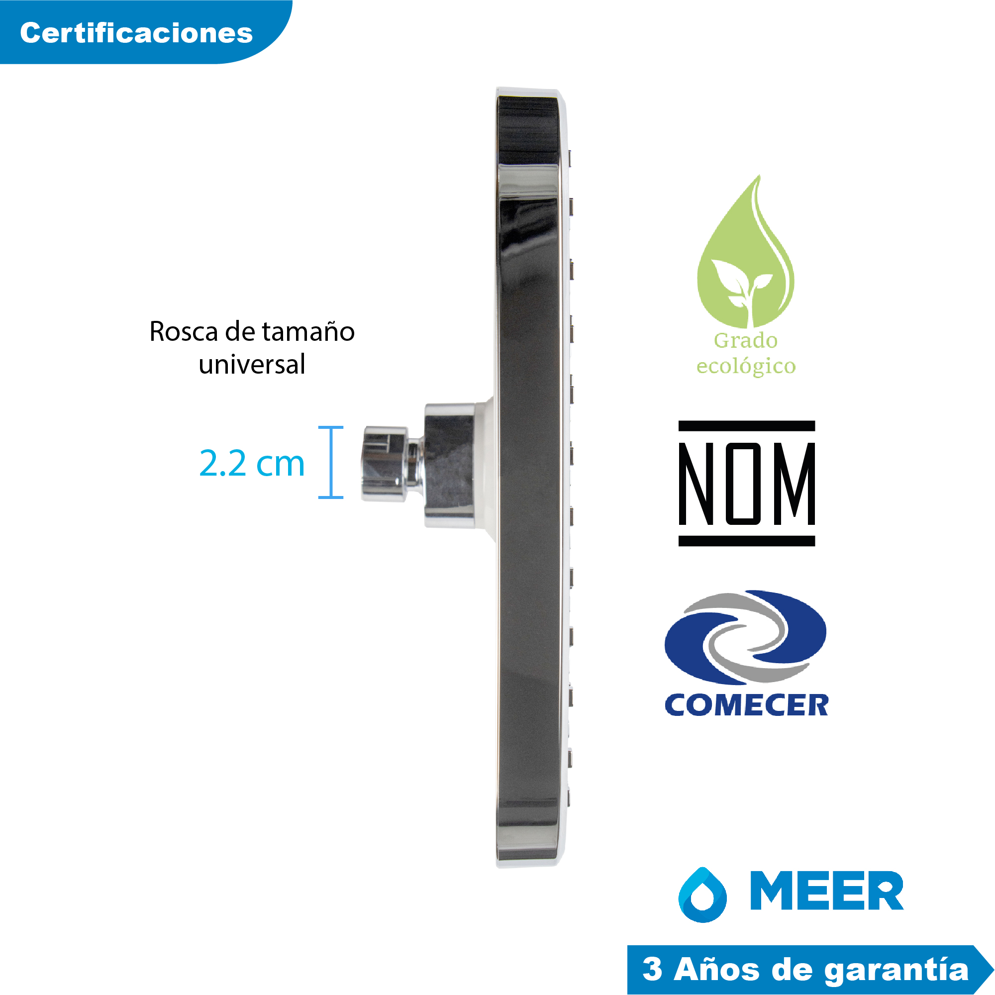 CNX Regadera de Ducha Cuadrada de ABS para Baja Presión Fácil Limpieza.