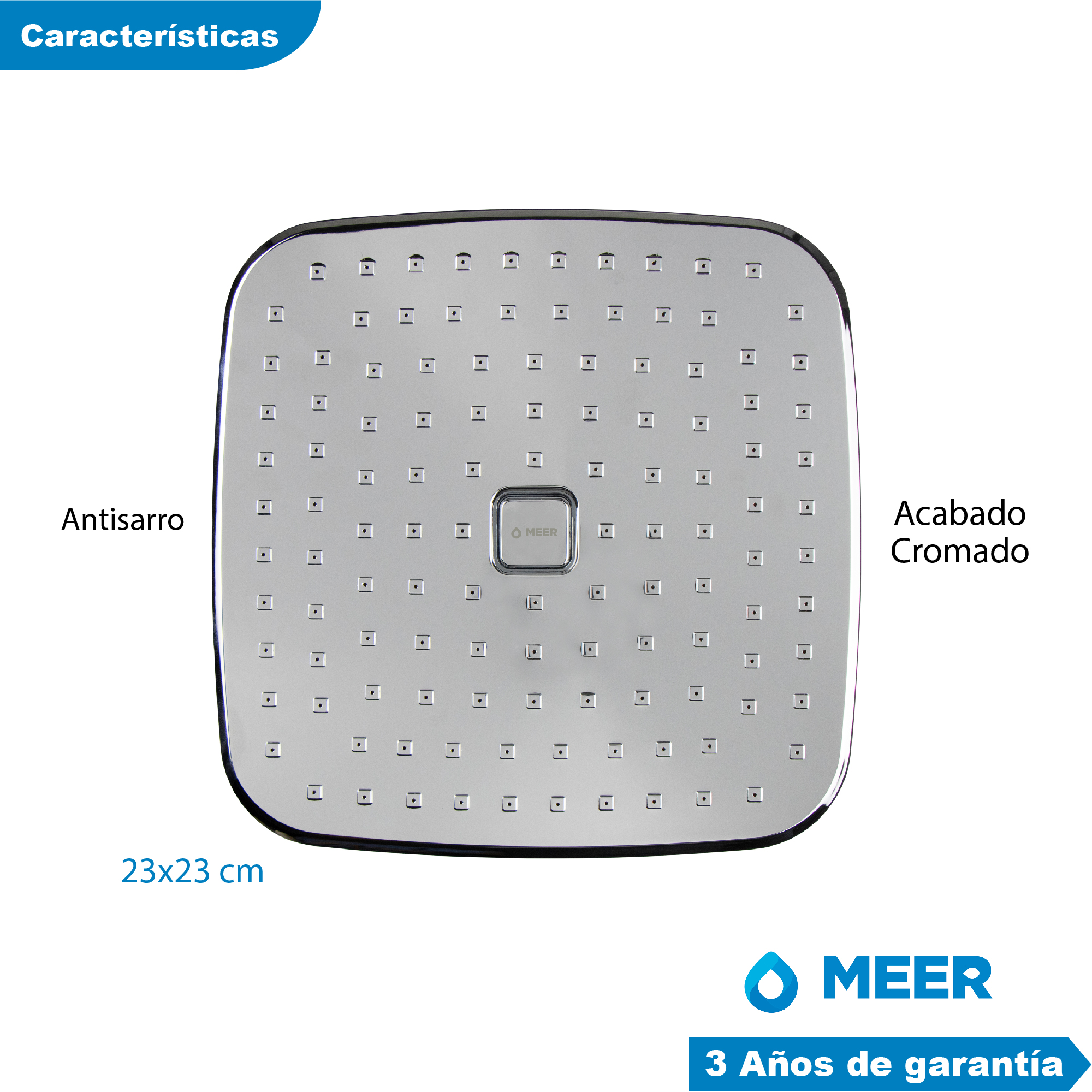CNX Regadera de Ducha Cuadrada de ABS para Baja Presión Fácil Limpieza.