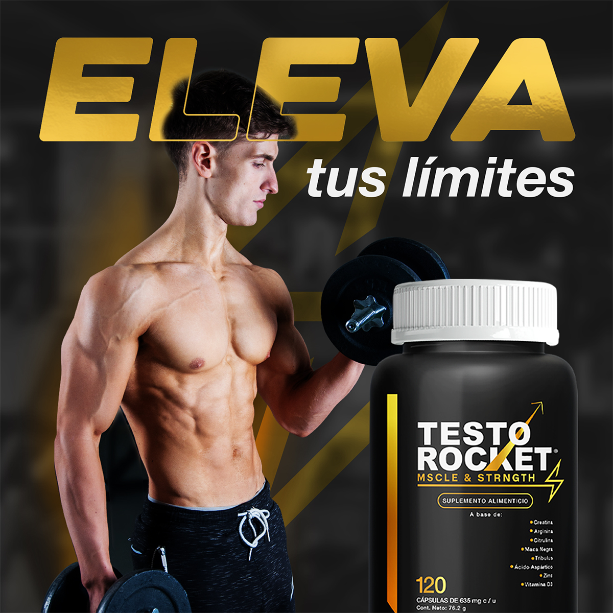 Suplemento Alimenticio - Precursor Testosterona Mens |Testo Rocket Aminoacidos 120 Capsulas