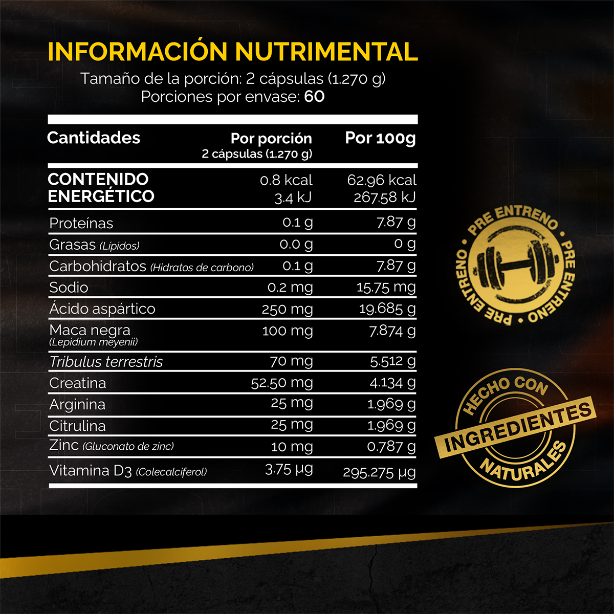 Suplemento Alimenticio - Precursor Testosterona Mens |Testo Rocket Aminoacidos 120 Capsulas