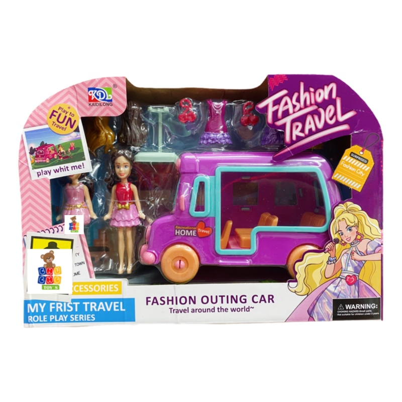 Muñeca Con Accesorios Intercambiable Viaje En Auto