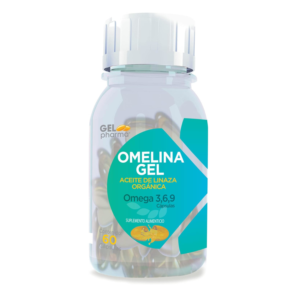 OMELINA GEL 400/320 mg: Cápsulas de Aceite de Linaza Orgánica - Frasco con 60 Cápsulas - Rico en Omega-3 y Nutrientes Esenciales