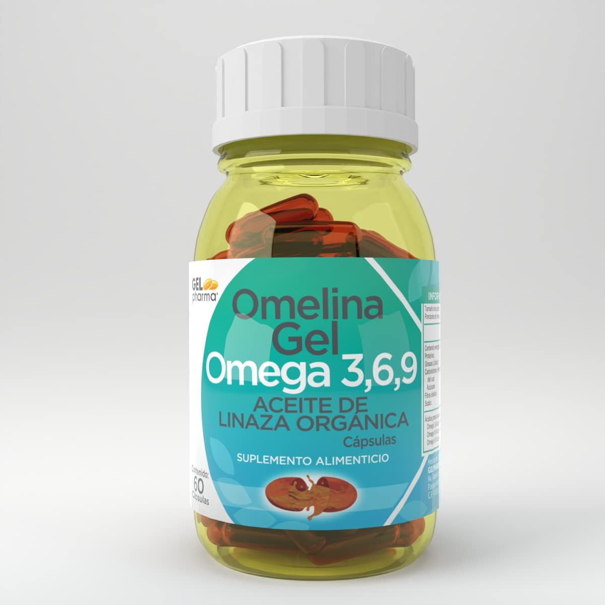 OMELINA GEL 400/320 mg: Cápsulas de Aceite de Linaza Orgánica - Frasco con 60 Cápsulas - Rico en Omega-3 y Nutrientes Esenciales