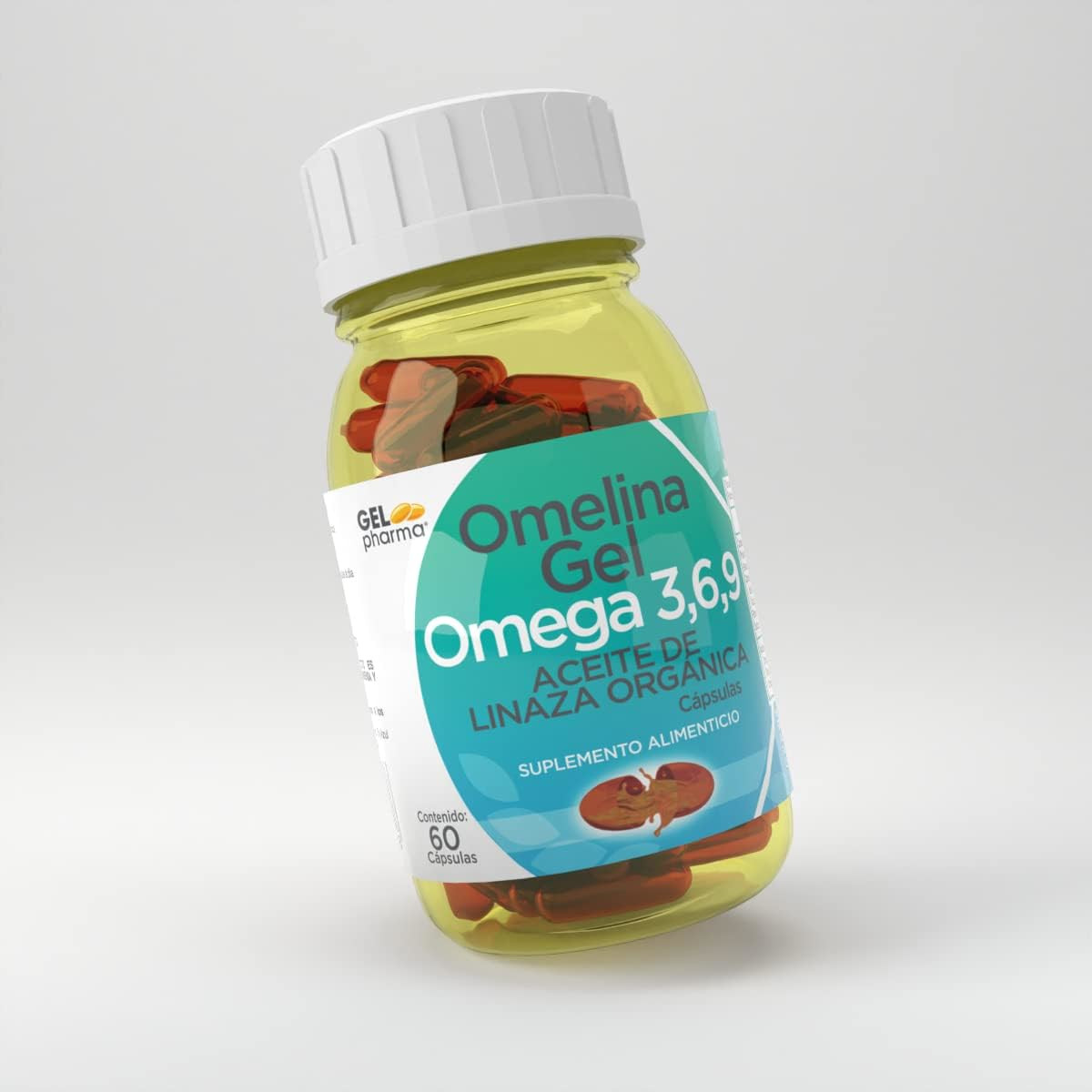 OMELINA GEL 400/320 mg: Cápsulas de Aceite de Linaza Orgánica - Frasco con 60 Cápsulas - Rico en Omega-3 y Nutrientes Esenciales