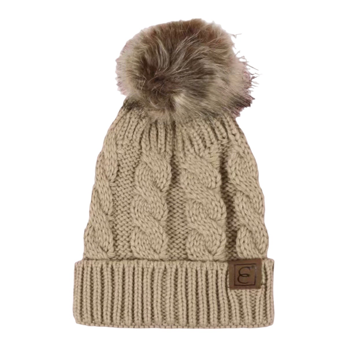 Gorro Invernal Tejido De Punto Con Pompón Para Mujer.