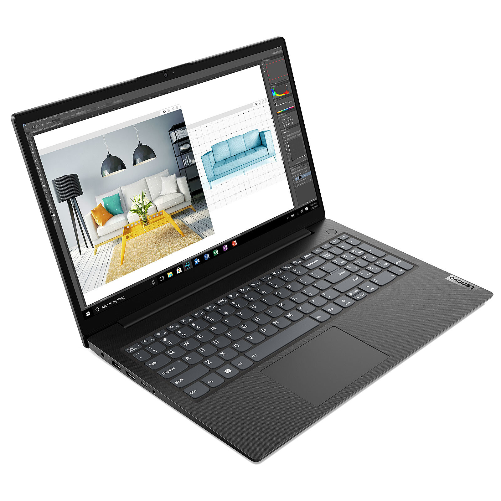 Laptop Lenovo V15 Gen 2 Intel Inside N4500 Ram 4GB Disco SSD 256GB Pantalla 15.6'' - Negro + Diadema + Mochila + Mouse