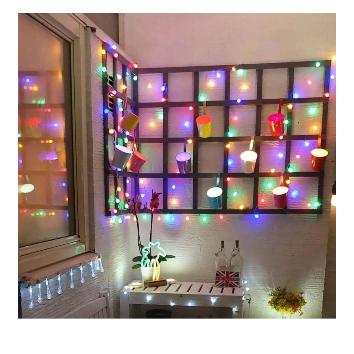 Serie Decorativa Navideña de 28 Luces LED Multicolores en Forma de Bolitas Mate