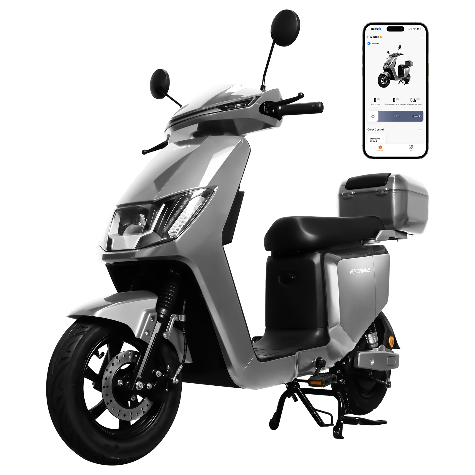 Motobici Eléctrica Honey Whale i009 Gris