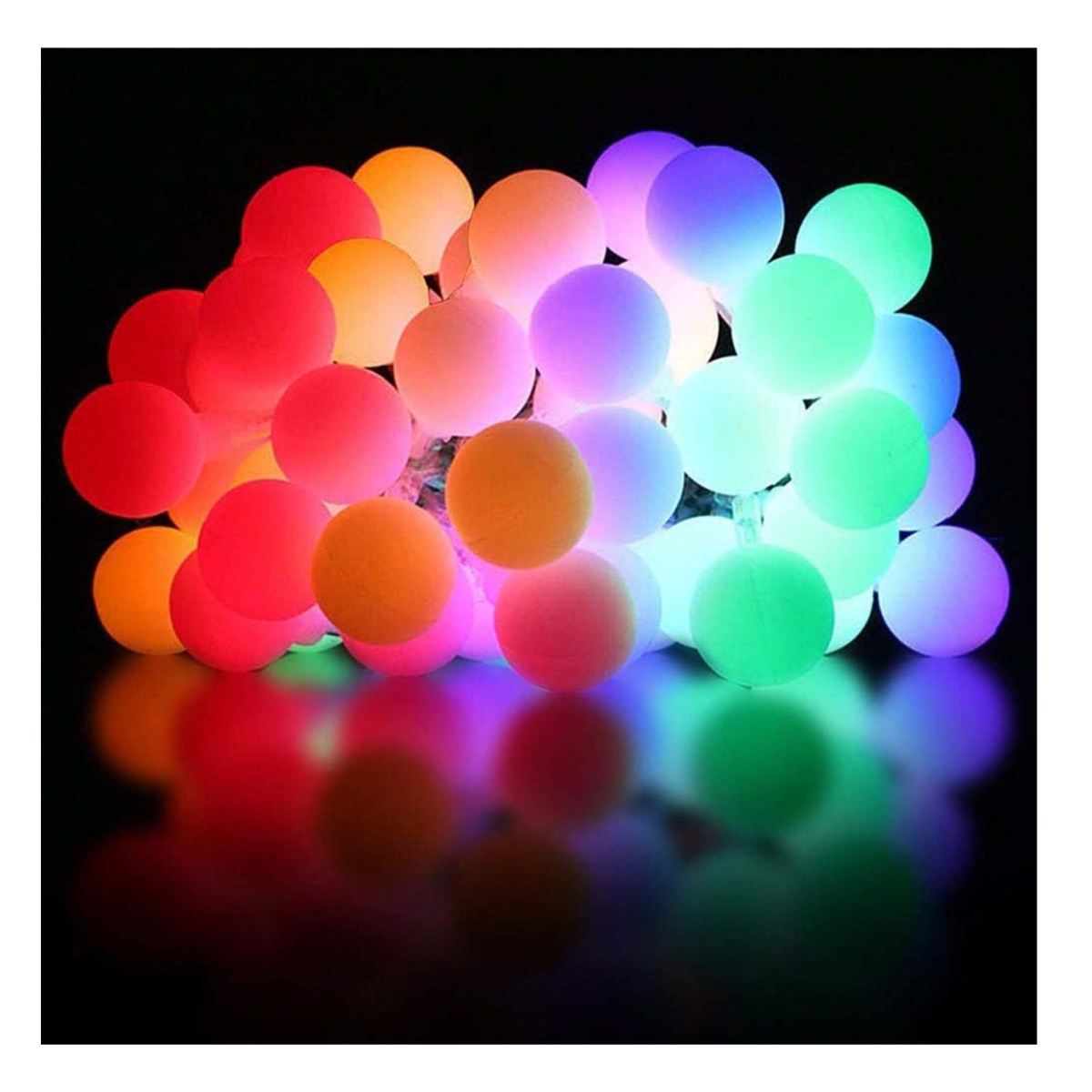 Serie Decorativa Navideña de 28 Luces LED Multicolores en Forma de Bolitas Mate