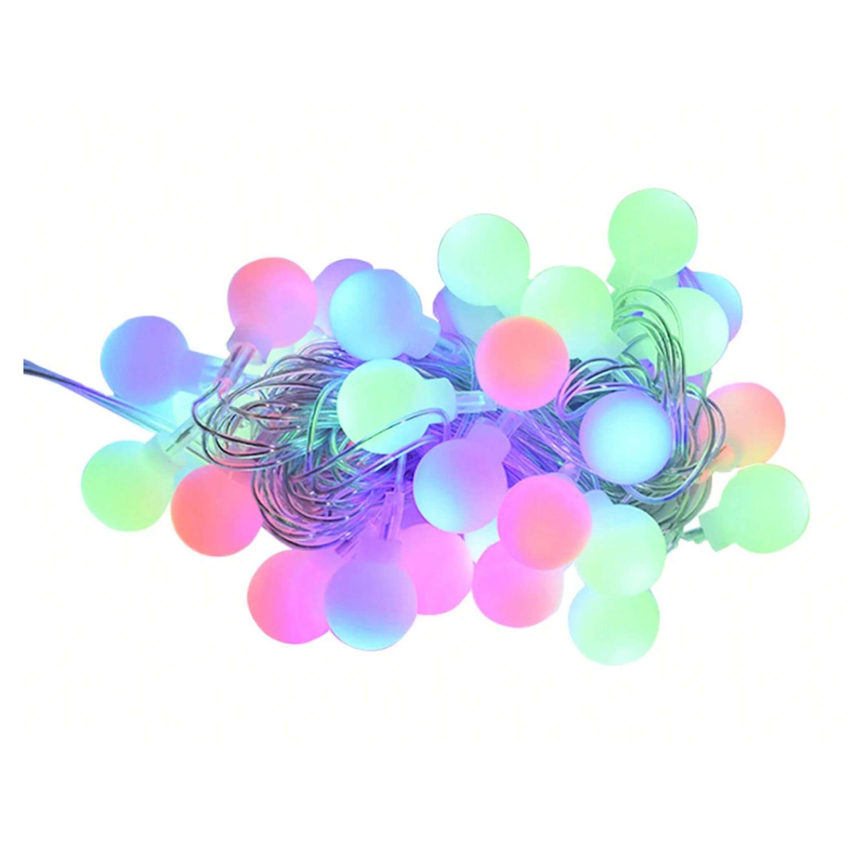 Serie Decorativa Navideña de 28 Luces LED Multicolores en Forma de Bolitas Mate