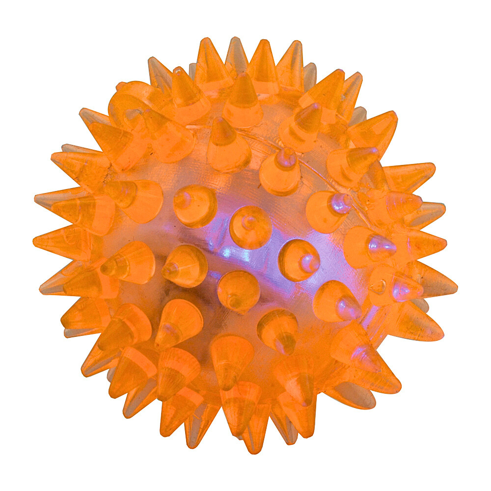 25 Unidades Pelota Mordedera de plástico de 5.5x5.5 Centímetros Gimex Resistente emite luz al presionarlo o moderlo Color Anaranjado