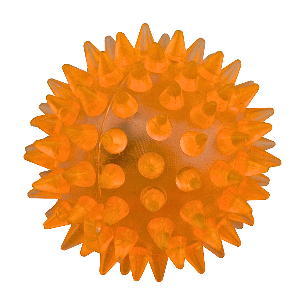 25 Unidades Pelota Mordedera de plástico de 5.5x5.5 Centímetros Gimex Resistente emite luz al presionarlo o moderlo Color Anaranjado