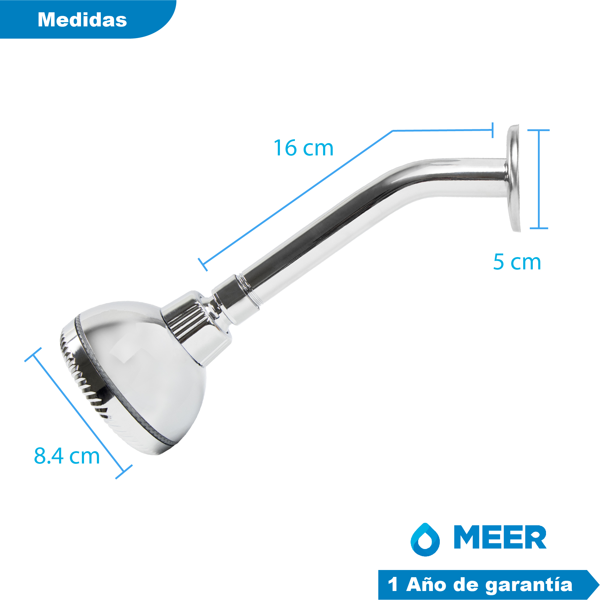 CNX Regadera Cromada ABS para Baño con Tubo de Acero Inoxidable