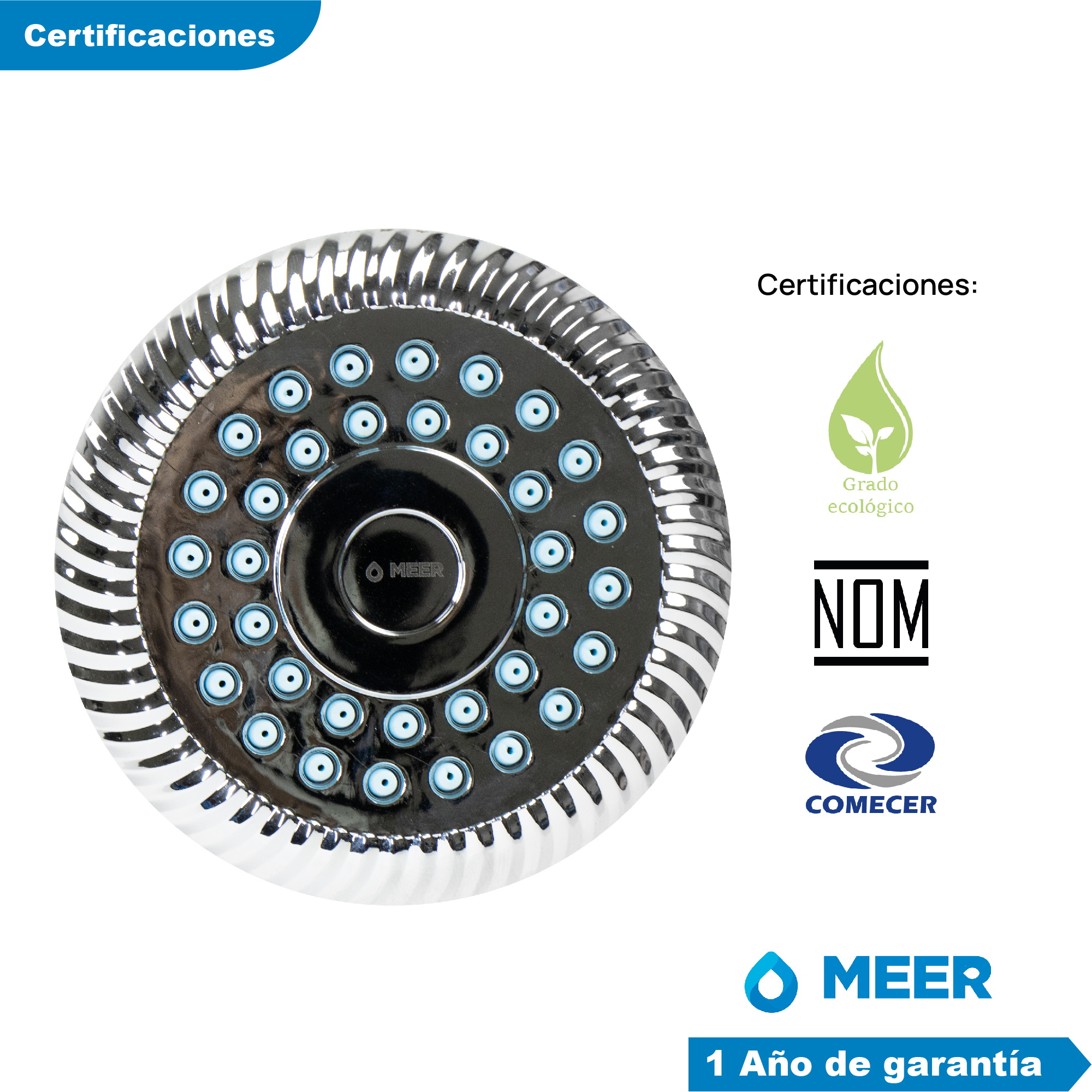 CNX Regadera Cromada ABS para Baño con Tubo de Acero Inoxidable