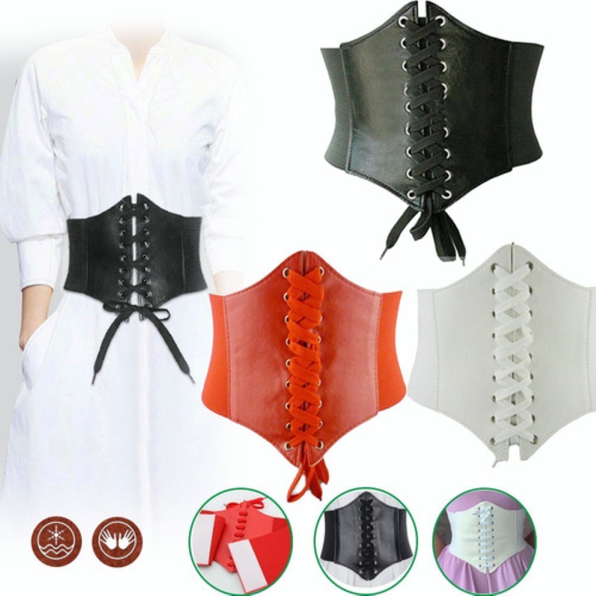 Cinturón Elástico Tipo Corset Cintura De 65 A 80 Cm Negro