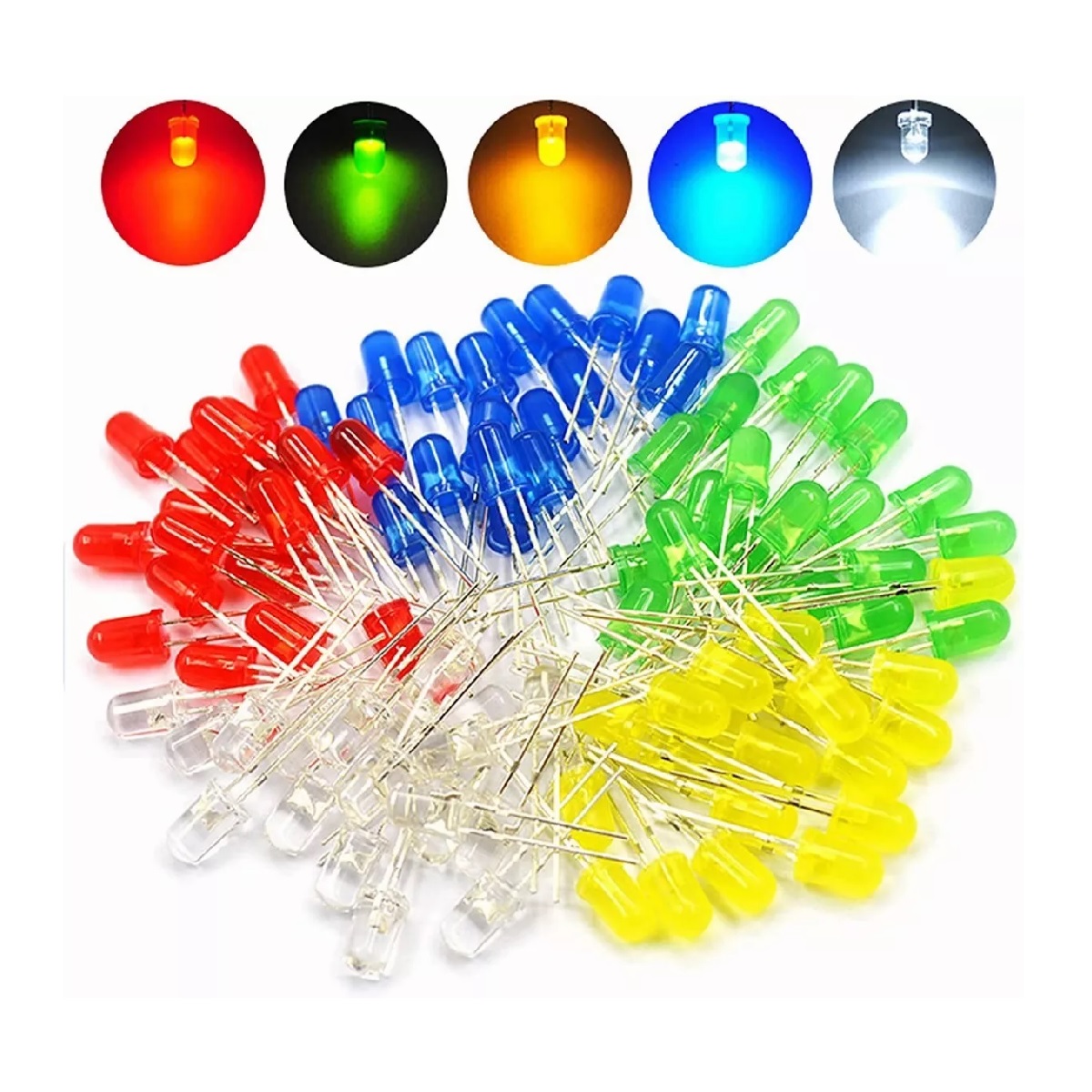 Set 500 Leds Ultrabrillantes De, 5mm, 5 Colores Disponibles