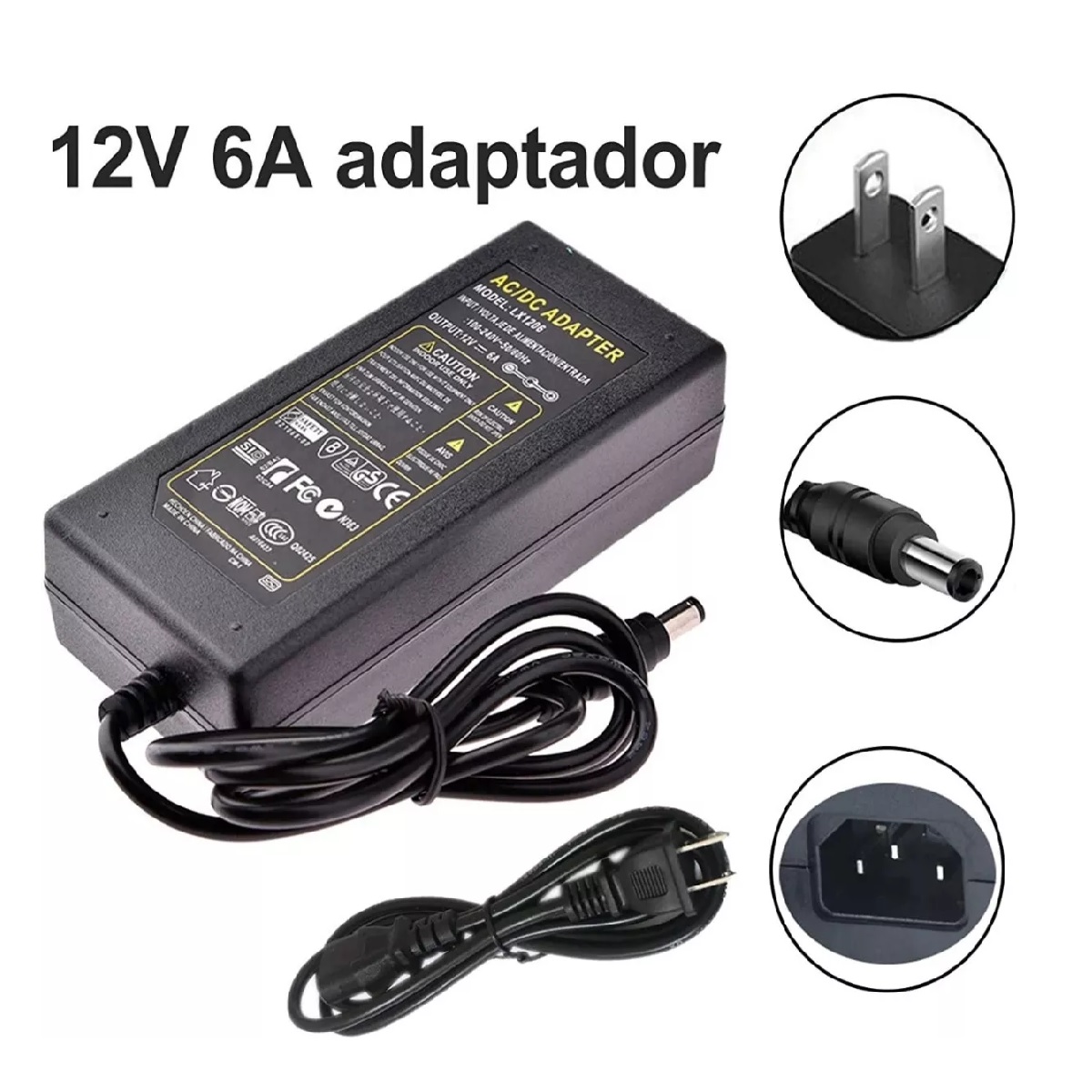 Eliminador 12v 6a Cargador Adaptador De Corriente