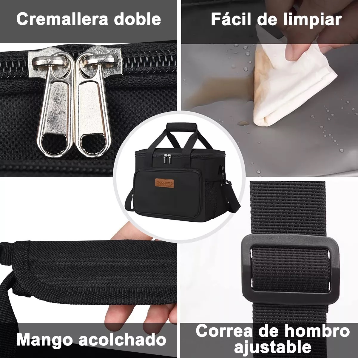 Lonchera Térmica Bolsa De Almuerzo 16l Gran Capacidad Negro