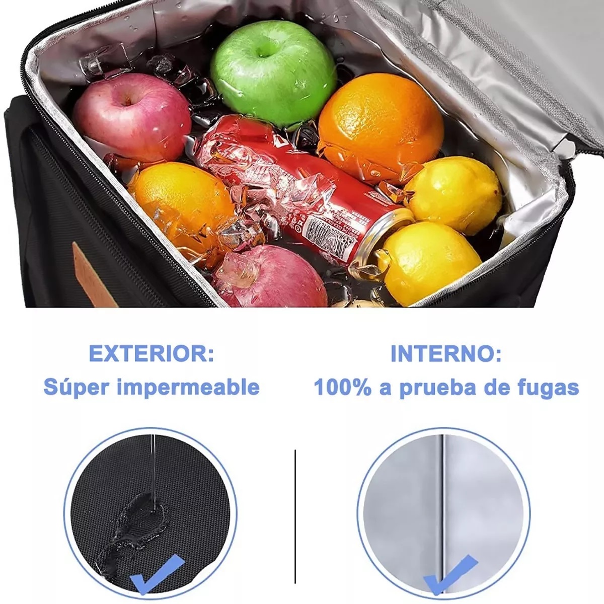 Lonchera Térmica Bolsa De Almuerzo 16l Gran Capacidad Negro