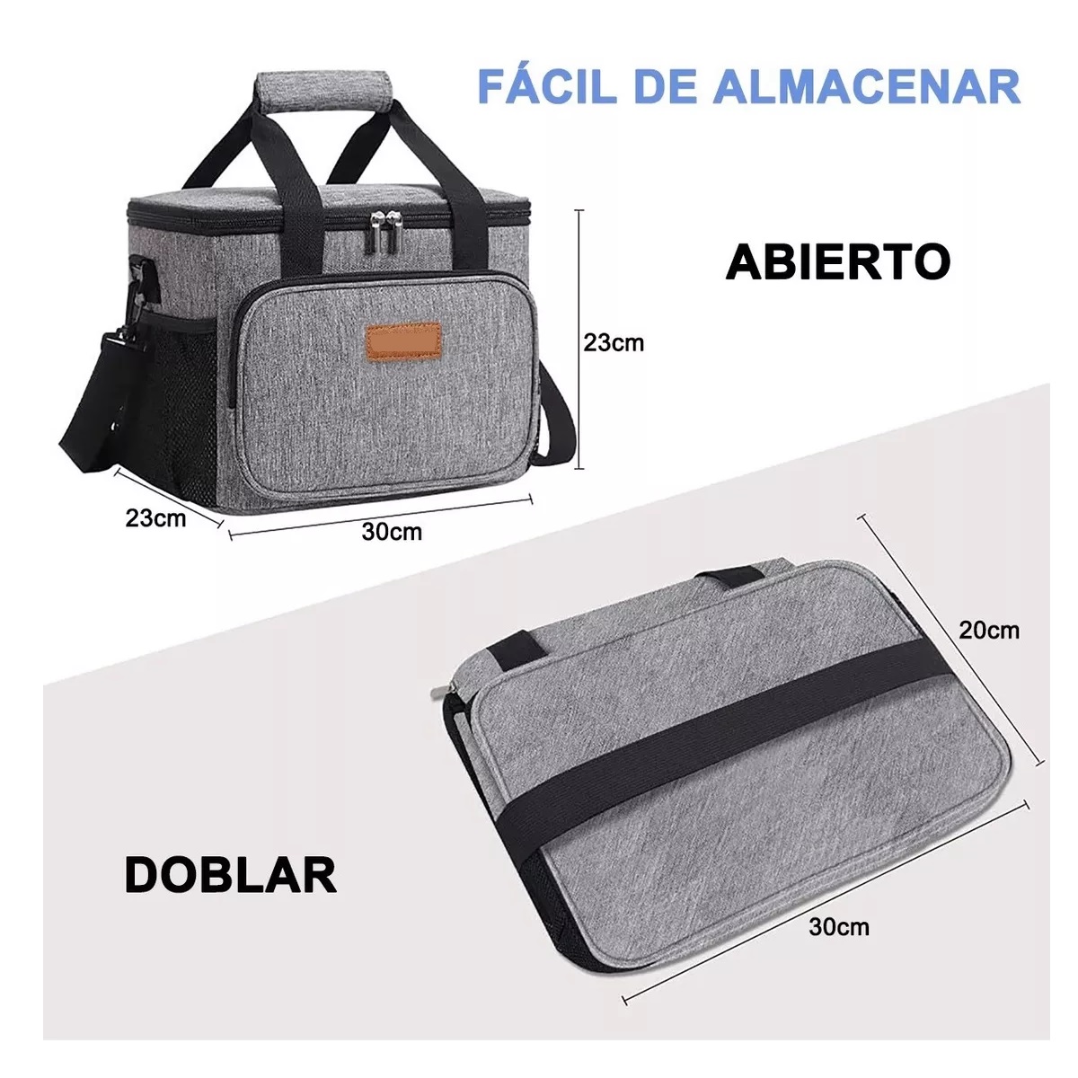 Lonchera Térmica Bolsa De Almuerzo 16l Gran Capacidad Gris