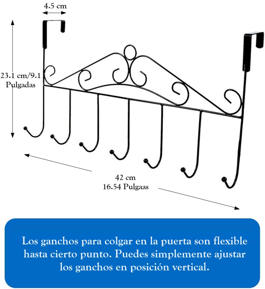 Perchero para puerta con 7 ganchos