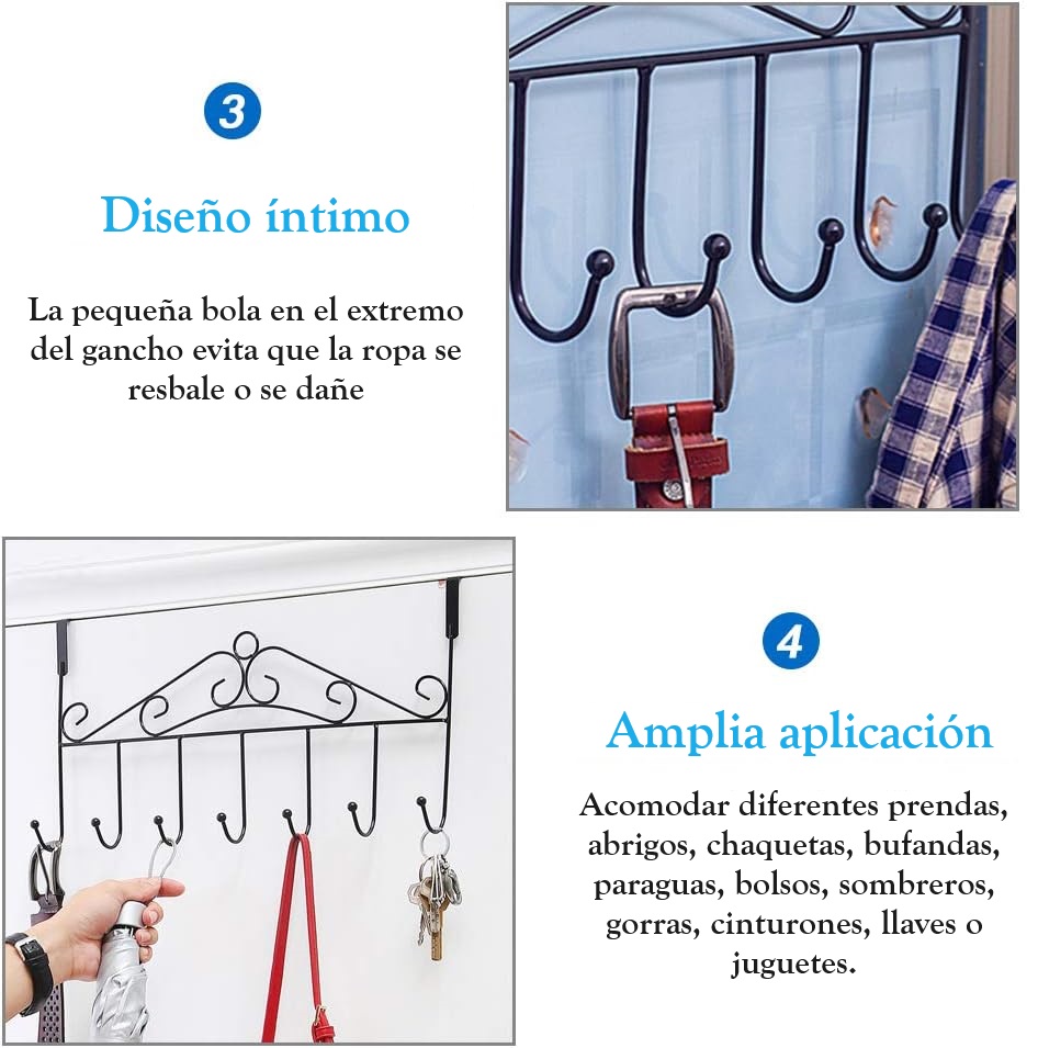 Perchero para puerta con 7 ganchos