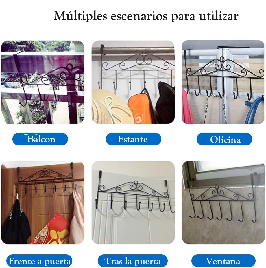 Perchero para puerta con 7 ganchos