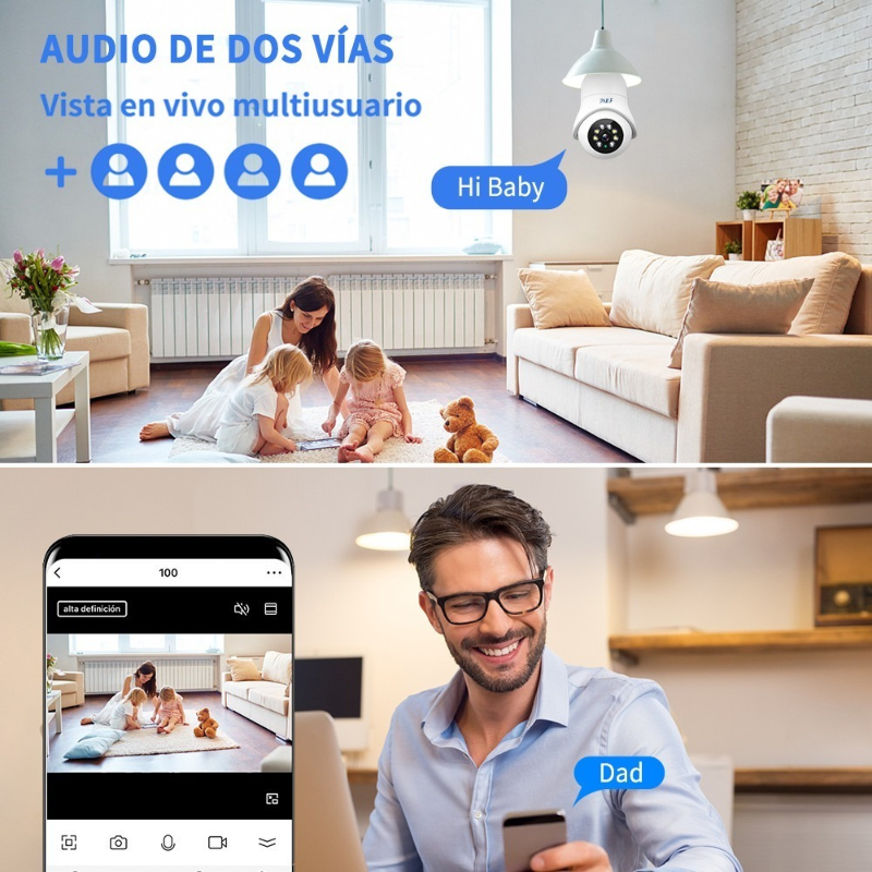 Cámara De Seguridad E27 Socket 360 Wifi 2,4g/5g 1080p 2nlf