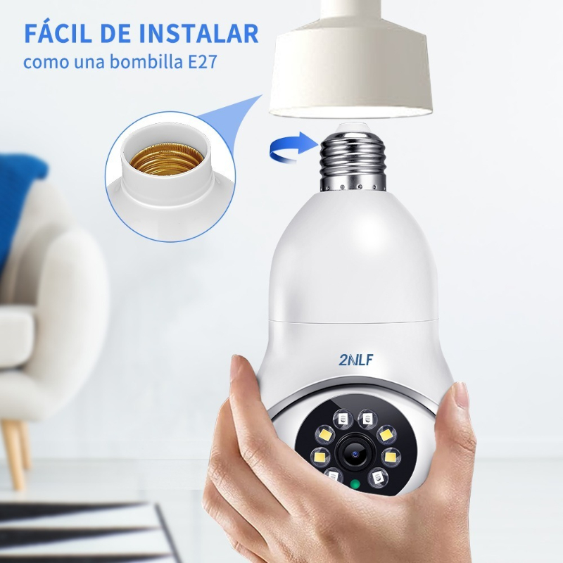 Cámara De Seguridad E27 Socket 360 Wifi 2,4g/5g 1080p 2nlf