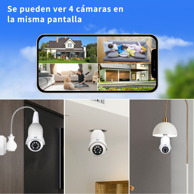 Cámara De Seguridad E27 Socket 360 Wifi 2,4g/5g 1080p 2nlf