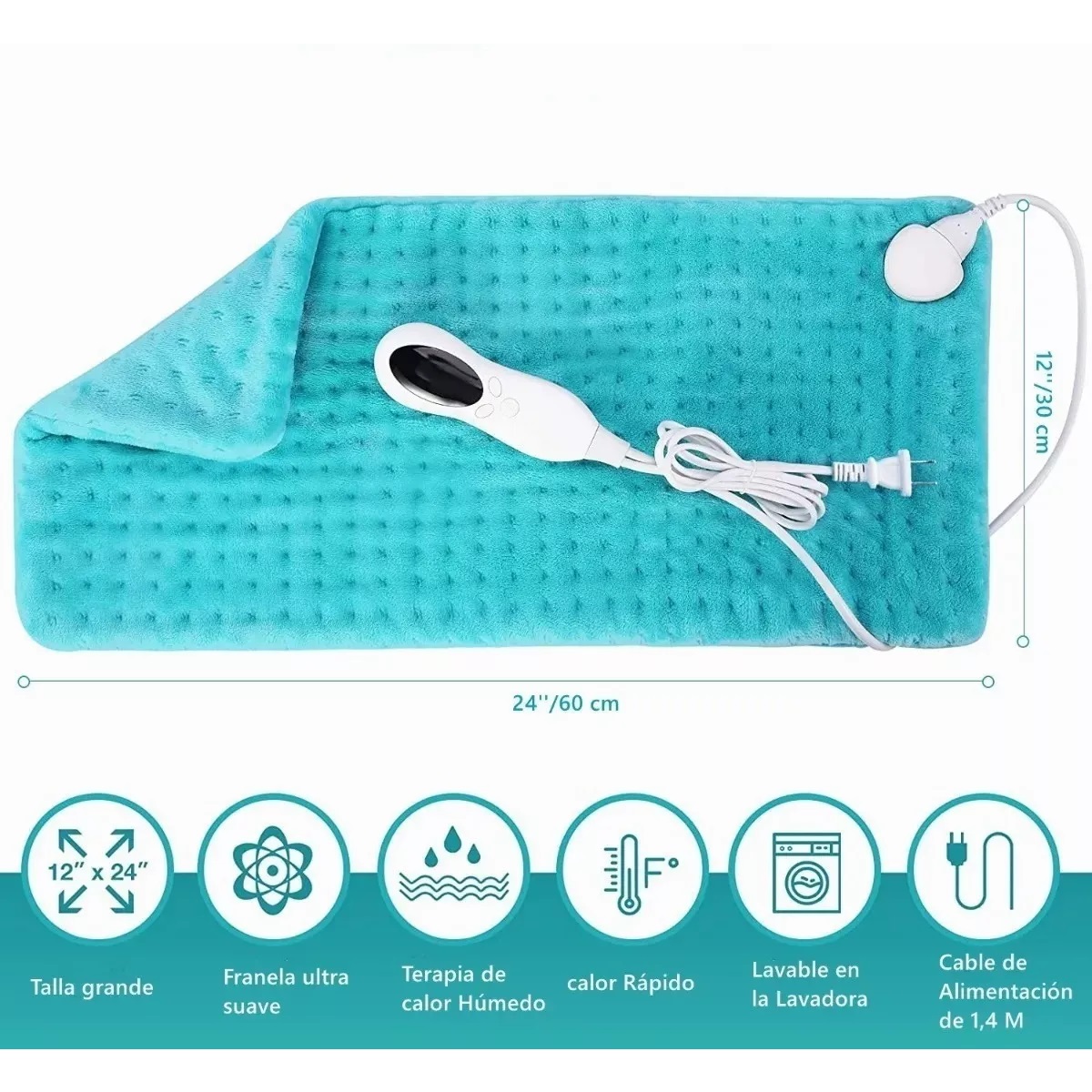 Almohadillas Térmicas Eléctrica Cojín Temperatura 10 Nivele Azul