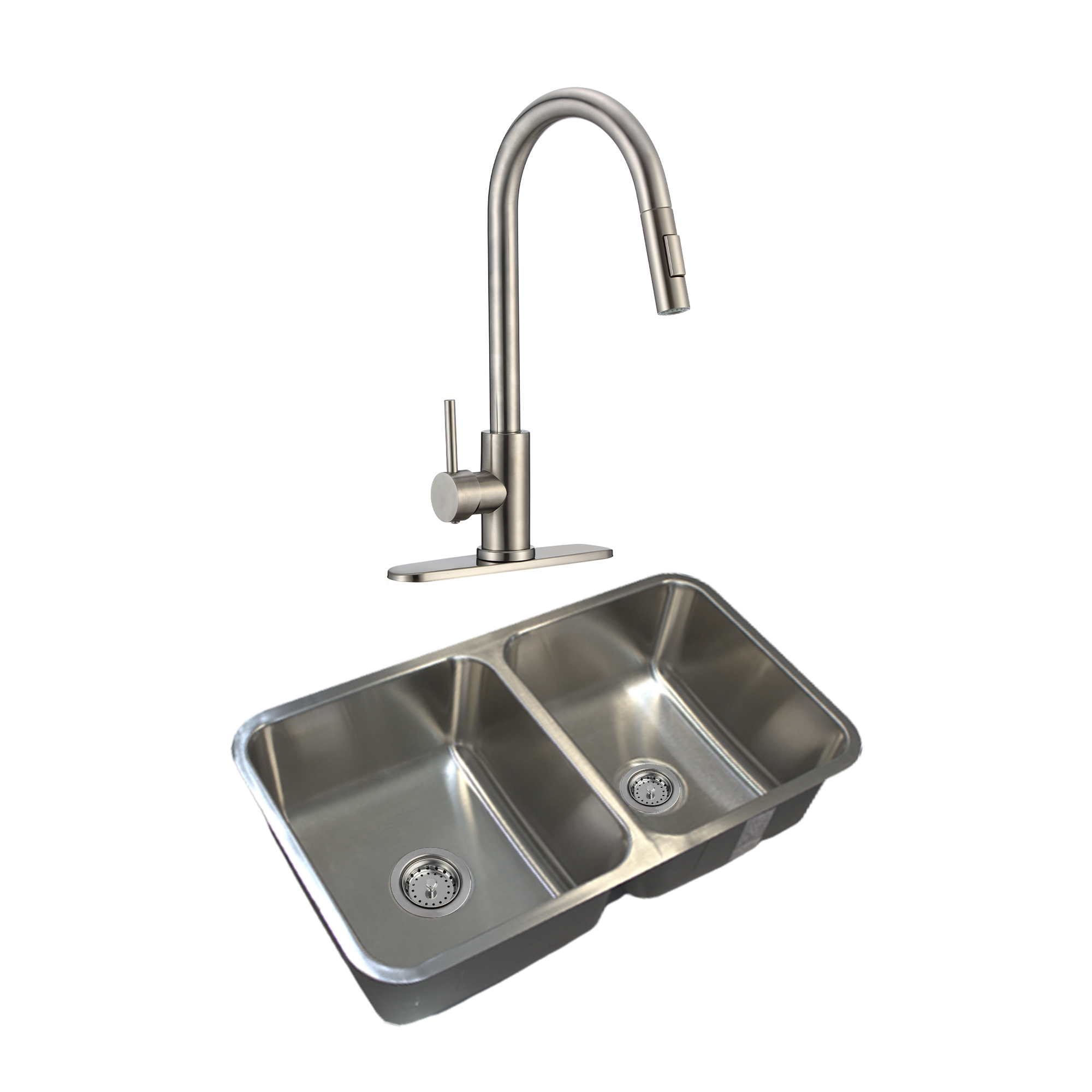 CNX Kit de Mezcladora de Cocina y Tarja Doble en Acero Inoxidable Satinado