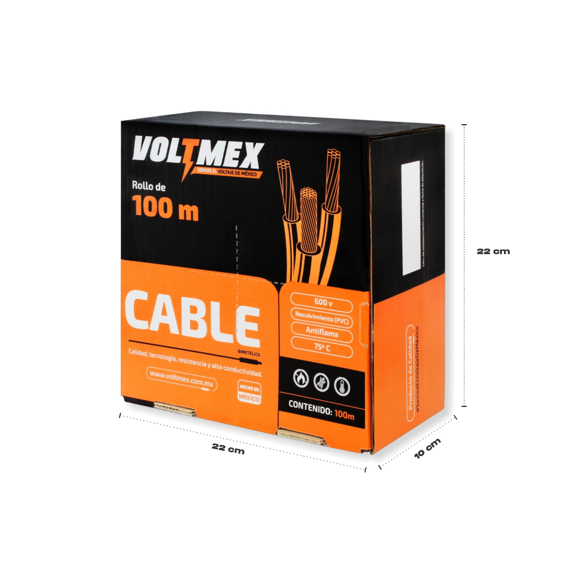Cable eléctrico calibre 12 Cca Rojo Voltmex Rollo 100 m