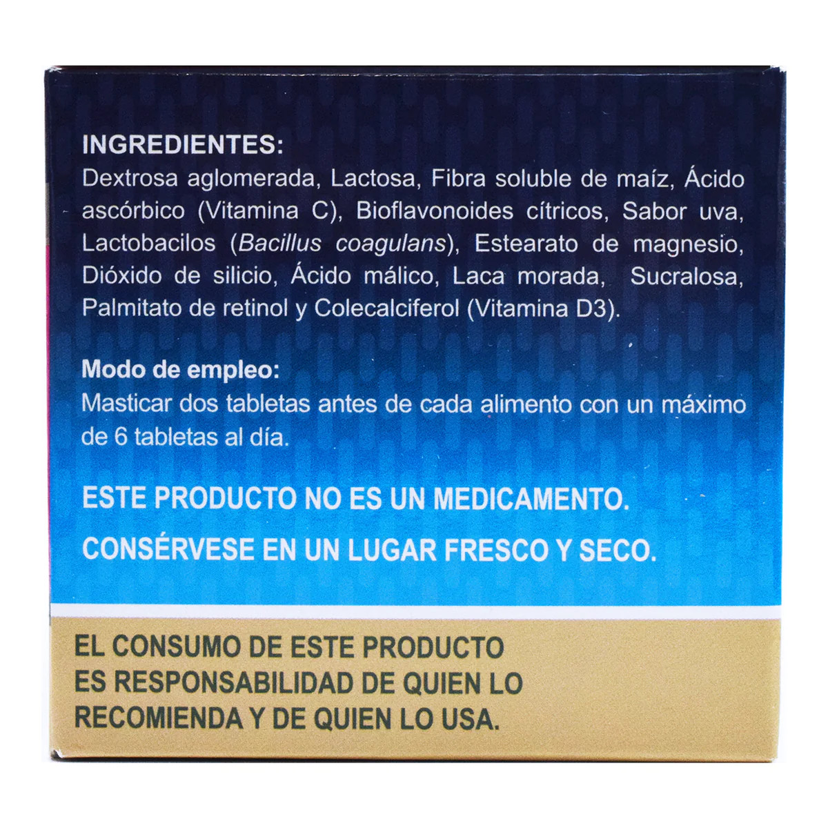 EXZON 490MG C/90 TABLETAS MASTICABLES Biomiral, Fibra soluble de maíz 100 mg